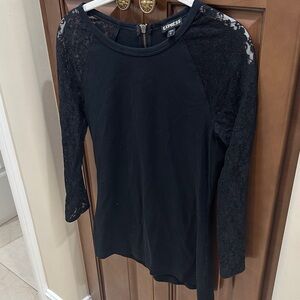 Express Black Top with Lace Detail
